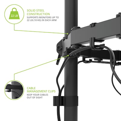 Kanto Height Adjustable Desktop Arm Dual Monitor Stand for 17" - 27" Monitors, Black (DML2000)
