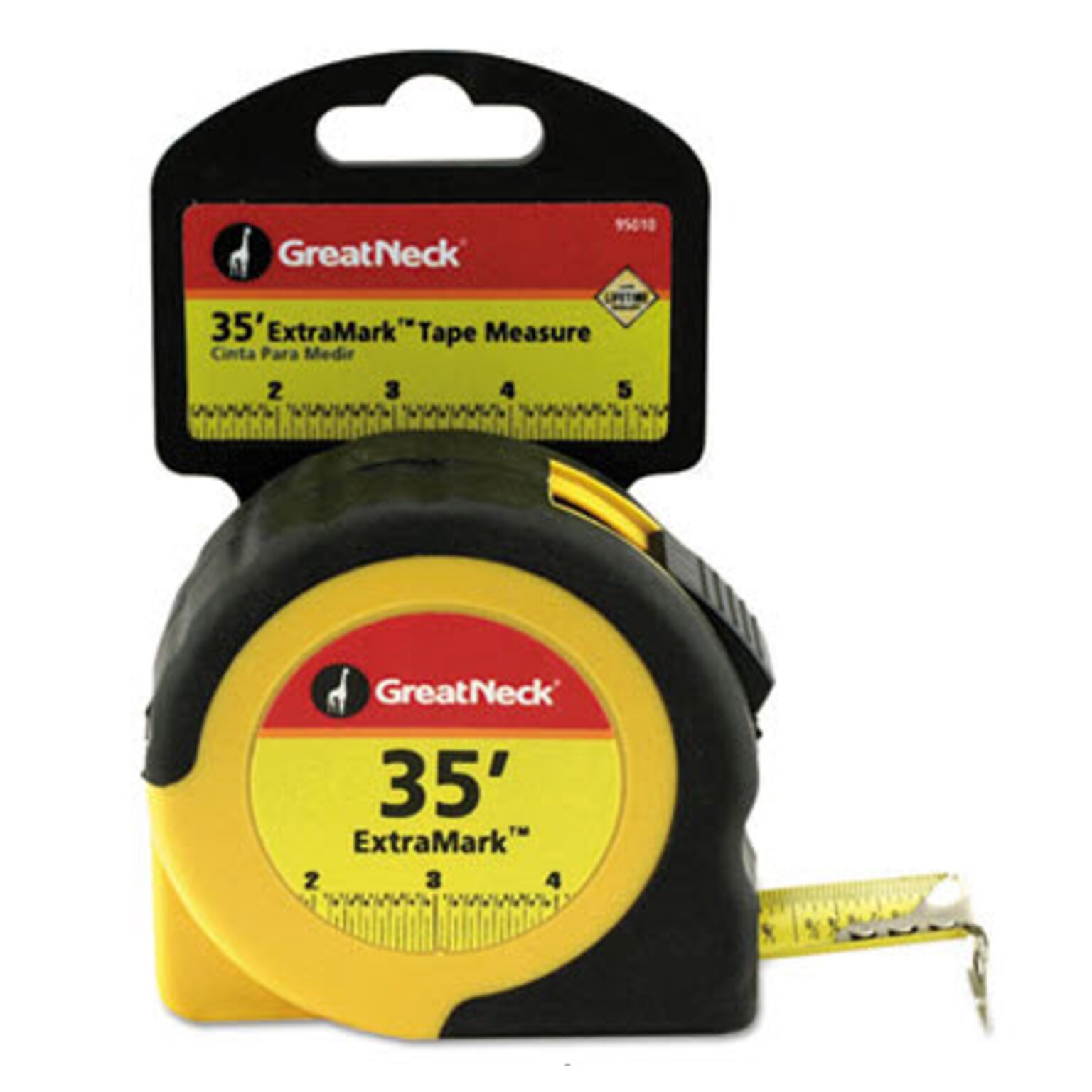 Great Neck ExtraMark Tape Measure, 1 x 35 ft, Steel, Yellow/Black (GNS595010)