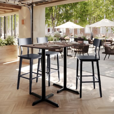 Flash Furniture Acadia Wooden Dining Table with X-Bases, 30D x 48W, Dark Brown/Black Base (ST3048WBRT2230B)