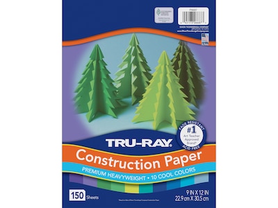 Tru-Ray 9 x 12 Construction Paper, Cool Assorted, 150 Sheets/Pack (P6687)