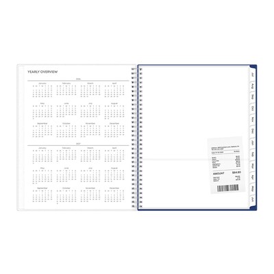 2026-2027 Blue Sky Color Block Blue Frosted 8.5" x 11" Academic Weekly & Monthly Planner, Plastic Cover (156066-A27)