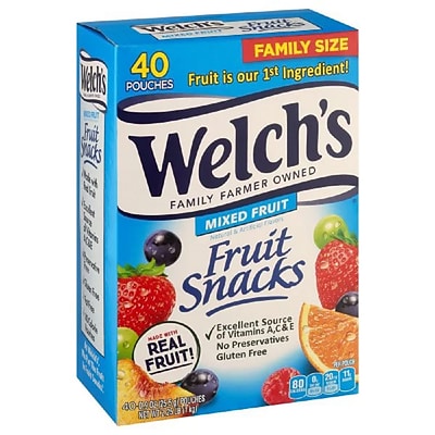 UPC 034856001751 product image for Welch's Welchs Fruit Snacks, Mixed Fruit, 0.9 oz, 40/Box | Quill | upcitemdb.com