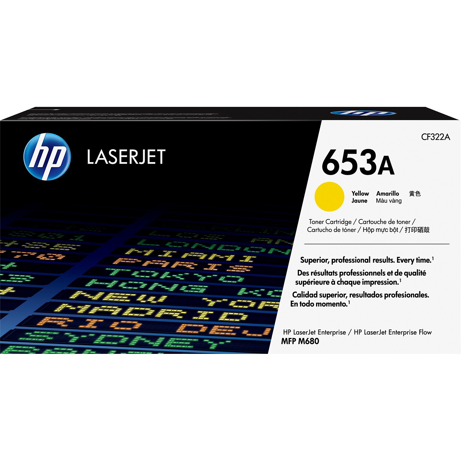 HP 653A Yellow Standard Yield Toner Cartridge, Prints Up to 16,500 Pages (CF322A)