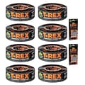 T-REX Heavy Duty Duct Tape with Cutters, 1.88 x 30 Yds., Black, 8 Rolls/Pack (TRB8CUT2-STP)