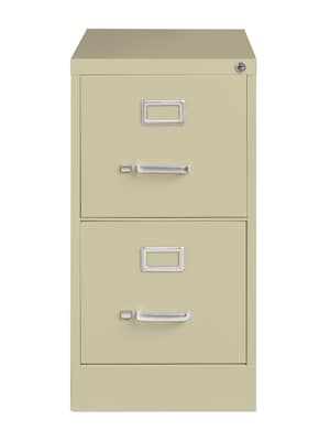 Hirsh Commercial 2-Drawer Vertical File Cabinet, Letter Size, Lockable, 28.375H x 15W x 26.5D, Putty (14026)