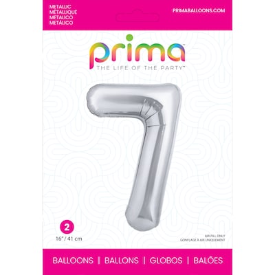Party City (Air-Filled) 16 #7 Foil Balloon, Silver, 2/Pack (AM60050259-18)