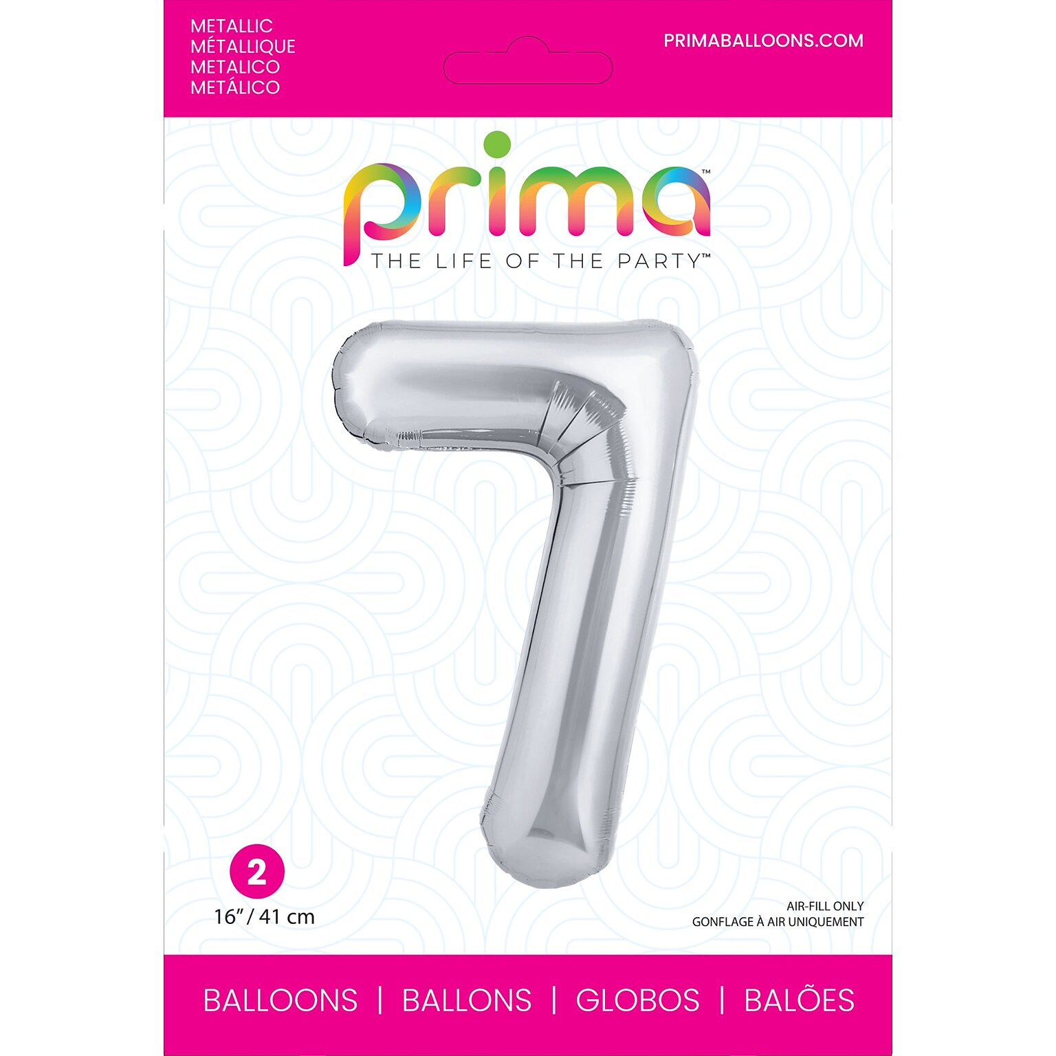 Party City (Air-Filled) 16 #7 Foil Balloon, Silver, 2/Pack (AM60050259-18)