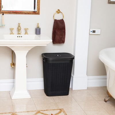 Mind Reader 15.85-Gallon Hamper with Lid, Plastic, Black (60FABHAMP-BLK)