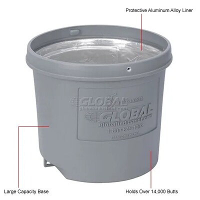 Global Industrial Outdoor Ashtray, 5 Gallon, Gray (245133GY)