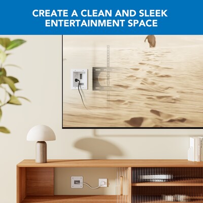 Mount-It! In-Wall TV Cable Concealer with Recessed Power, White (MI-7284)