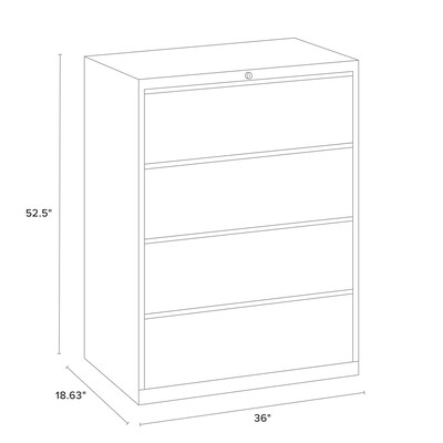 Hirsh 36" Wide 4-Drawer Metal Lateral File Cabinet, Letter/Legal and A4 Hanging Folders, Matte White (25895)