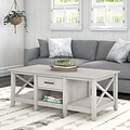 Bush Furniture Key West 47.2 x 23.94 Coffee Table, Linen White Oak (KWT148LW-03)