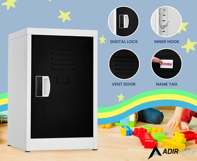 AdirOffice 24"H Single Tier Black Storage Locker (ADI629-02-BLK-DL)