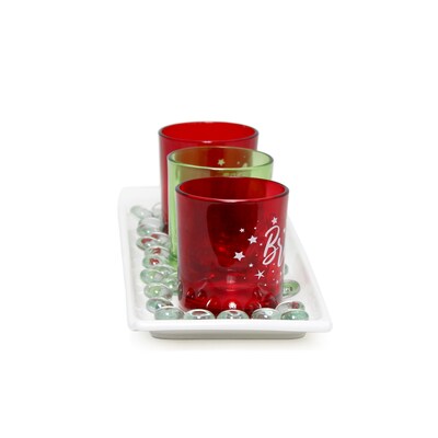 Elegant Designs Merry & Bright Christmas Candle, Red and Green, Set of 3 (HG5000-GAR)