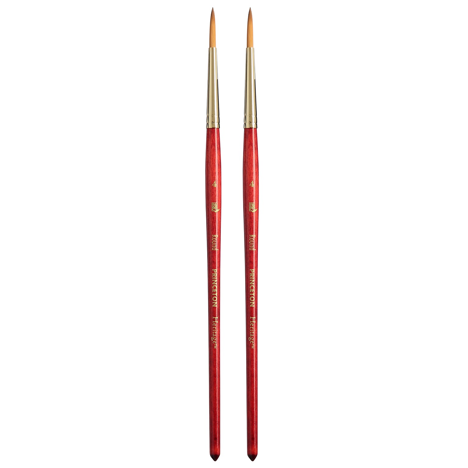 Princeton Heritage Short Handle Watercolor Synthetic Round Brush, 2/Pack (PBXP4050R4-2)