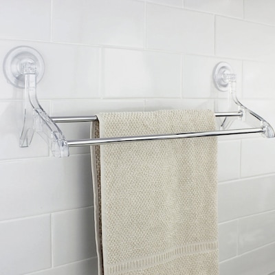 Better Houseware Plastic Suction-Cup Double Towel Bar, Clear (BTH2482)