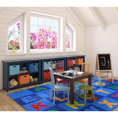 Joy Carpets Patchwork Letters Nylon 5'4" x 7'8" Machine Tufted Rug, Multicolored (1953C)
