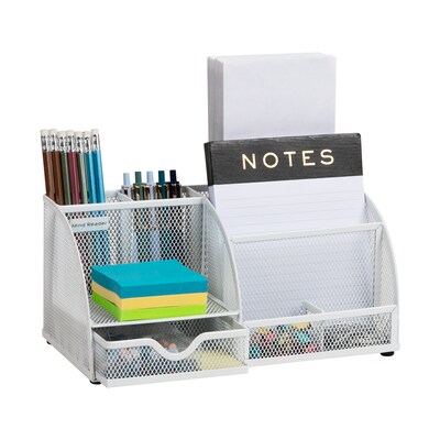 Mind Reader 7-Compartment Metal Desk Organizer File and Accessory Storage, White (JOEORG-WHT)