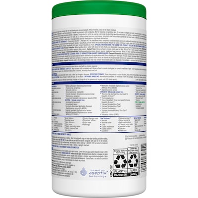 Clorox Healthcare Hydrogen Peroxide Cleaner Disinfectant Wipes, 95 Wipes/Container, 6/Carton (30824)