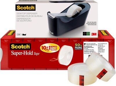 Scotch® Super-Hold Tape with Dispenser, 3/4 x 27.7 yds., 10 Rolls (700K10C18BLK)