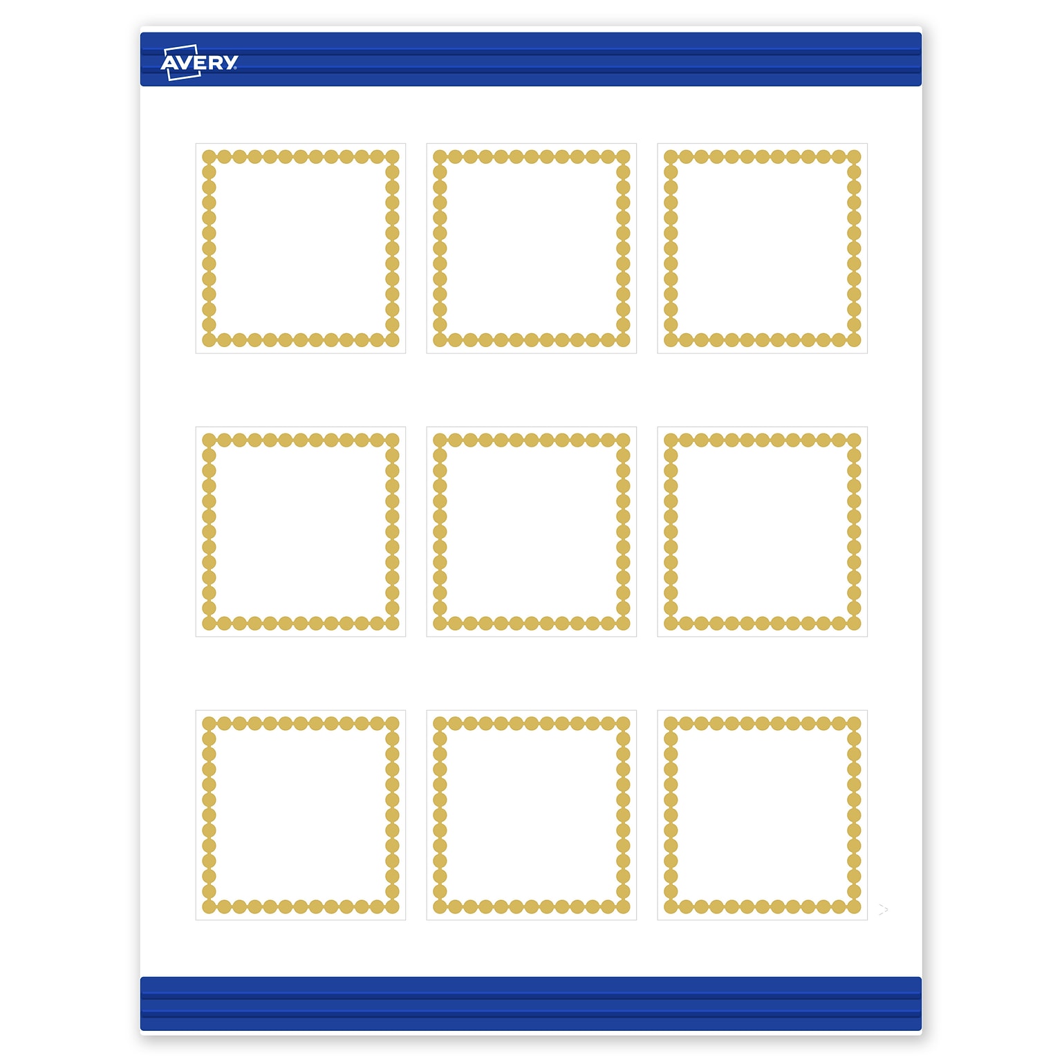 Avery Pre-Printed Gold Beads Design Matte Blank Card, White, 90/Pack (S00-DJF)