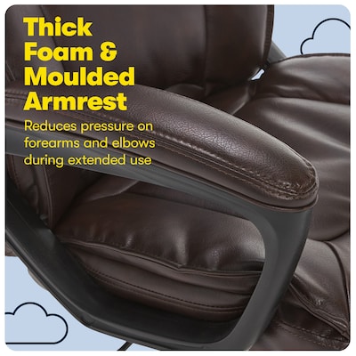 Serta Hannah I Ergonomic Bonded Leather Swivel Executive Chair, Biscuit (43670G)