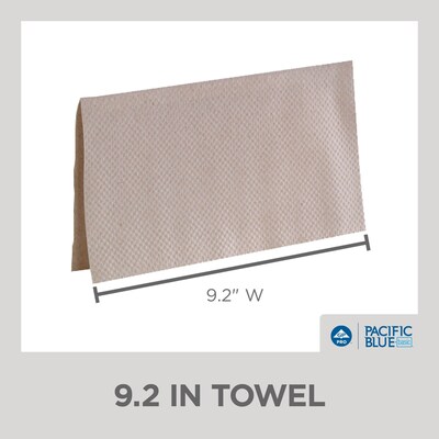 Pacific Blue Basic Recycled Single Fold Paper Towels, 1-ply, Brown, 250 Sheets/Pack, 16 Packs/Carton (23504)