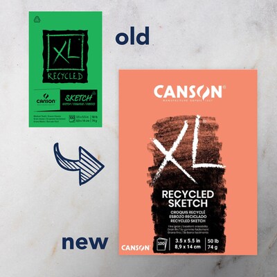 Canson XL Series 3.5" x 5.5" Recycled Sketch Pad, 100 Sheets/Pad, 3/Bundle (MCXC100510920-3)