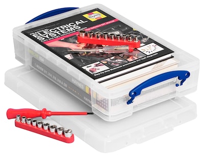 Really Useful Box 4.23 Quart Storage Box with Latching Lid, Plastic, Clear (4L CL)