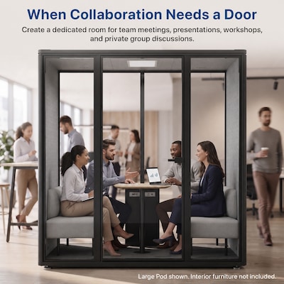 Uncaged Ergonomics Modular Acoustic Office Pod with Ventilation, Lighting and Power, Large, Black (POD-L-Black)