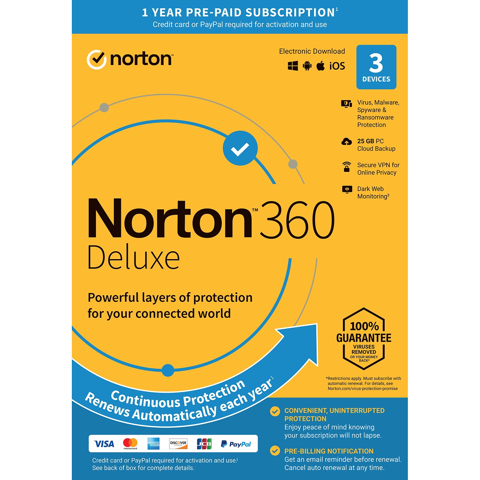 Norton 360 Deluxe for 1 User, Windows/Mac/Android/iOS, Product Key Card  (21392065)