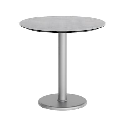 Flash Furniture Acadia 31.25" Round Wooden Dining Table with Round Base, Gray Faux Concrete/Silver Base (STRD31CGTR18S)