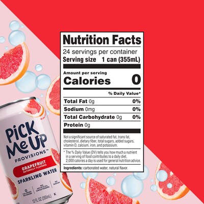 Pick Me Up Provisions™ Grapefruit Sparkling Water, 12 oz., 24 Cans/Carton (PM63522)