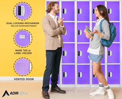 AdirOffice 72"H 4-Tier Purple Storage Locker (ADI629-204-PUR-DL)