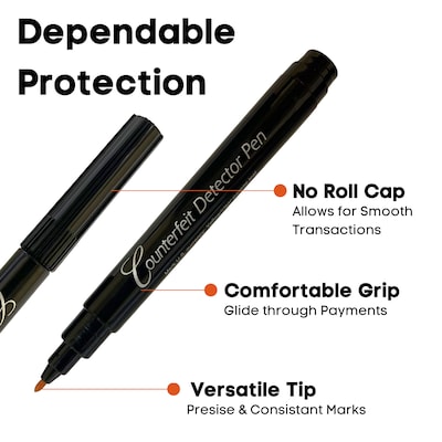 Dri Mark Pocket Counterfeit Pens, Black, 24/Carton (351B24S)