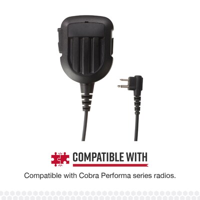 Cobra Remote Speaker Microphone for Cobra® Performa 400/450 2-Way Handheld Business Radios, Black (0010096-1)