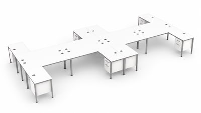 Boss Office Products Simple System 71W L-Shaped Desk, White, 8/Set (SGSD027-203-WT)
