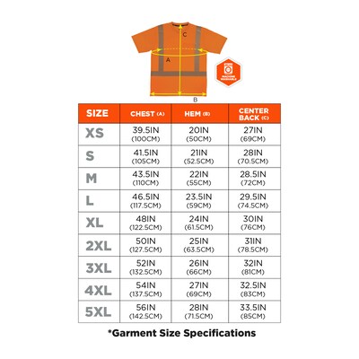 Ergodyne GloWear 8292 High Visibility Short Sleeve T-Shirt, ANSI Type R Class 2, Orange, 3XL (22247)
