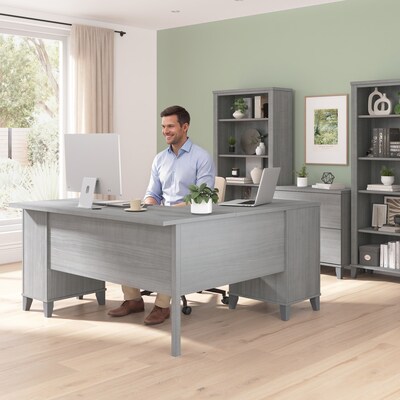 Bush Home Somerset 60"W L Shaped Office Desk with Storage, Platinum Gray (WC81230K)