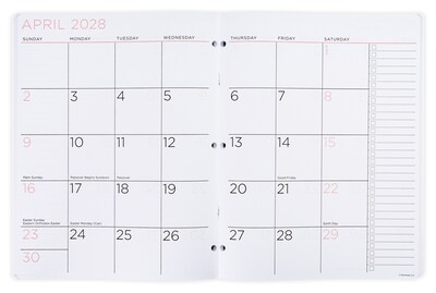 2027-2028 Overland Travelware 0.25" x 8.5" Calendar Year Monthly Standard Planner, Paperboard Cover, Pink (90697)