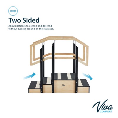 Viva Comfort Physical Therapy Non-slip Staircase with Safety Handles, 500 lbs. Capacity, Natural Wood (ADI906-01-MK)