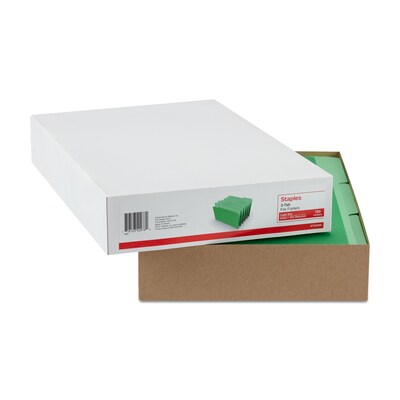 Staples® File Folders, 1/3 Cut Tab, Legal Size, Green, 100/Box (TR224584)