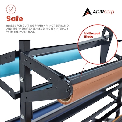 AdirKids 8 Roll Horizontal Craft & Butcher Paper Dispenser with Cutter, 52.6" x 24.02" x 37.97", Black (ADIKI300-02-MK)