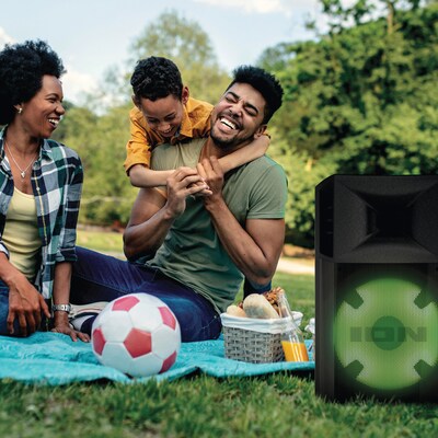 ION Power Glow 300 Wireless Bluetooth Portable Party System Speaker with Lights, Mic & Stereo-Link, Black (POWERGLOW300XUS)