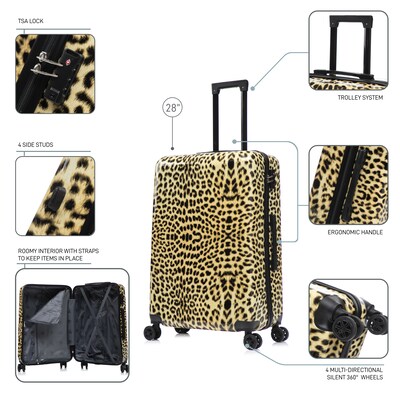 InUSA Prints 28" Hardside Suitcase, 4-Wheeled Spinner, TSA Checkpoint Friendly, Cheetah Animal Print (IUAPC00L-CHE)