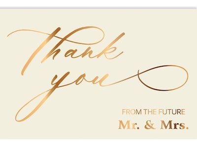 Better Office Engagement Thank You Cards with Envelopes, 4 x 6, Ivory/Gold, 50/Pack (64643-50PK)