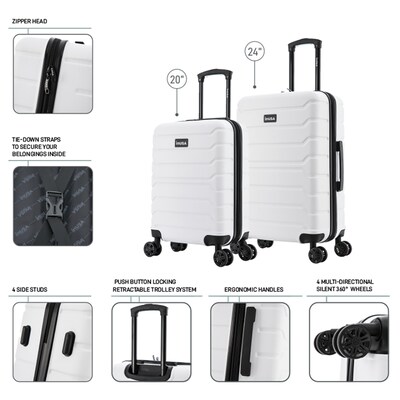 InUSA Trend 2-Piece Hardside Spinner Luggage Set, TSA Checkpoint Friendly, White (IUTRE0SM-WHI)