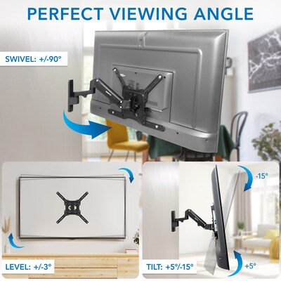 Mount-It! Full Motion TV Wall Mount with Gas Spring Arm, Supports 23" to 55" Screens, 50.6lbs. Max. (MI-444BLK)