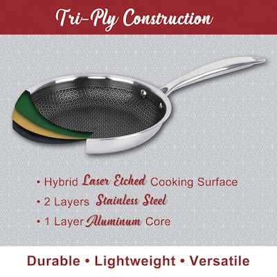 Brentwood 11 Frying Pan With Glass Lid, Stainless Steel (B-DSH28L)
