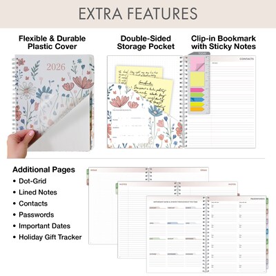 2026 Global Printed Products 8.5" x 11" Weekly & Monthly Planner, Paperboard Cover, Colorful Botanicals (ESPROCY26851130)